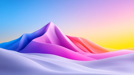 Colorful Pastel Mountains at Sunset, Vibrant Abstract Landscape