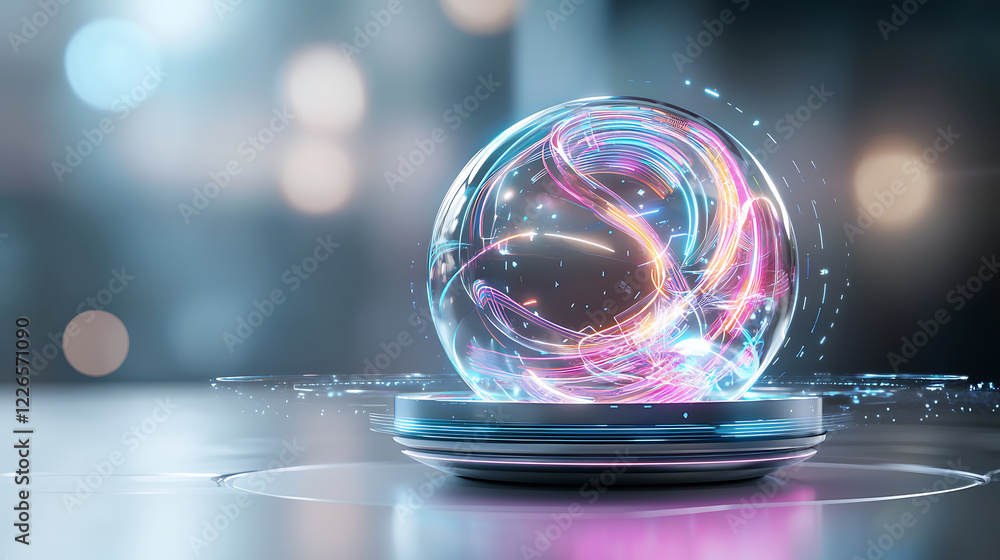Aufkleber dynamic energy sphere digital studio 3d animation futuristic environment close-up view visual innova