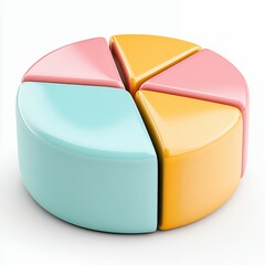 Fototapeta premium Pastel-Colored 3D Pie Chart Data Visualization for Business Presentations and Reports