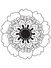 floral drawing. Art therapy coloring pages.Vector
