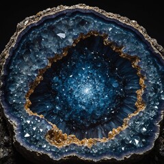 Fototapeta premium A geode embedded with tiny diamond-like specks, resembling a night sky.