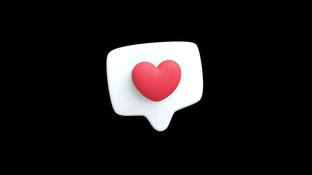 White speech bubble with a red heart inside