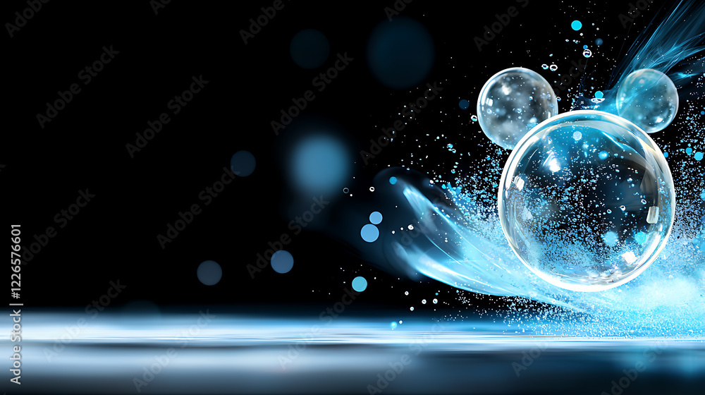 Aufkleber dynamic bubbles dancing in a dark environment artistic design graphic elements fantasy viewpoint vib
