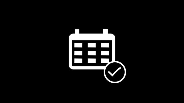 Daily Calendar Date icon isolated with check mark icon animation, Daily date calendar with tick mark icon animation .