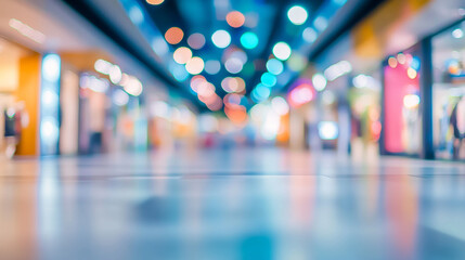 Abstract Blurred Shopping Mall Interior Bokeh Lights Background Design Modern Retail Store blue city