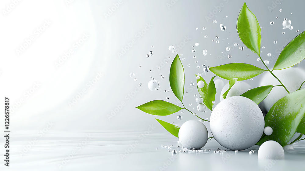 Poster refreshing nature elements modern studio digital art clean environment close-up view serenity and ba