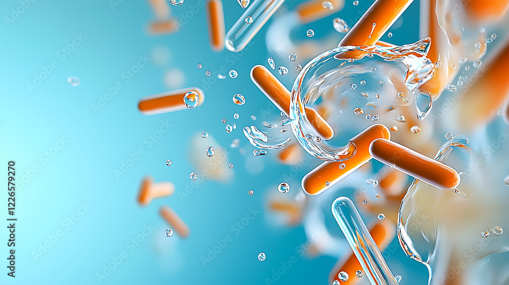 Poster dynamic interaction of microorganisms and water laboratory setting scientific visualization bioenvir