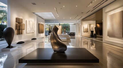 a modern art gallery with abstract sculptures and sleek interiorsArchitectural design elements modern interventions creativity 
