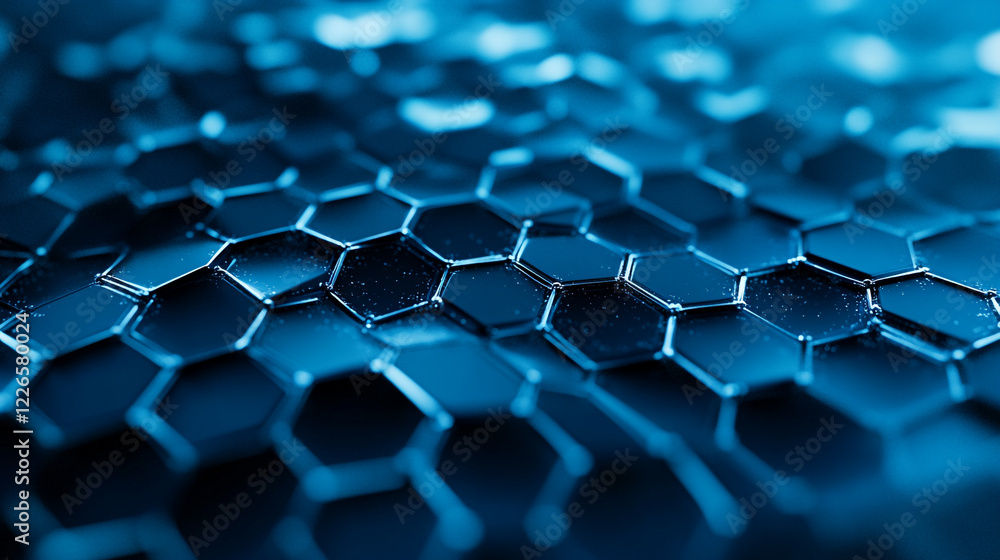 Poster abstract blue hexagon pattern geometric background digital technology design modern 3d grid dark