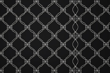 Naklejka premium Elegant black and white geometric pattern featuring intricate interwoven designs on a smooth surface