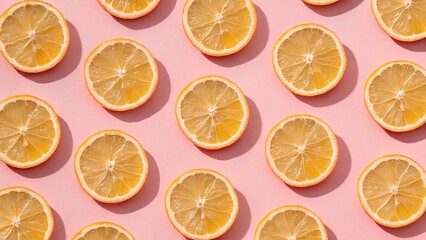 Obraz premium Fresh Orange Slices on Soft Pastel Background