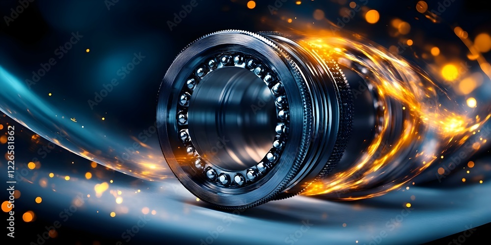 Aufkleber a close-up of a camera lens with dynamic light effects and sparkles, emphasizing its intricate desig
