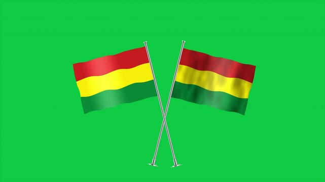 High detailed flag of Bolivia. National Bolivia flag. South America. 3D Render. Green Background.