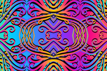  gradient flower and leaf art pattern of indonesian culture traditional tenun batik ethnic dayak ornament for wallpaper ads