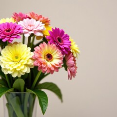 Colorful flowers in a vase with pink yellow white hues, blooms, garden, colours