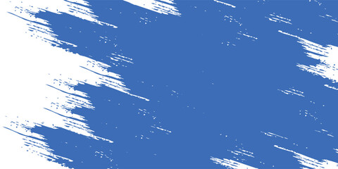 Grainy blue bold brush stroke with spray texture. Hand drawn distress damaged edge vintage template, banner. Grainy bold brush strokes texture