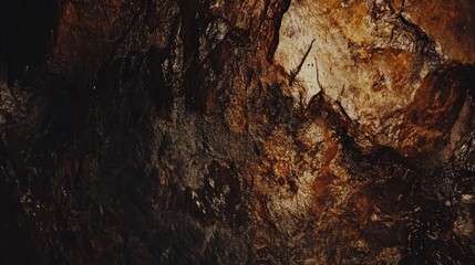 Fototapeta premium Abstract rock formation with natural patterns and earthy tones background close-up