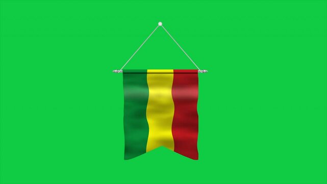 High detailed flag of Bolivia. National Bolivia flag. South America. 3D Render. Green Background.