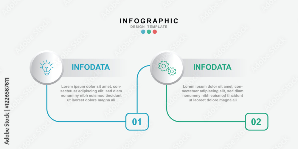 Poster Thin line infographics design template with icons and 2 options or steps. 