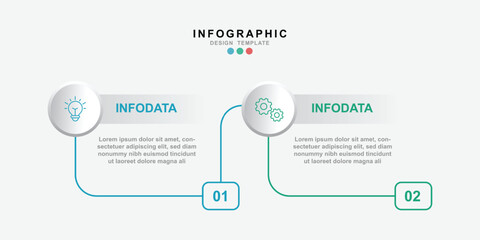 Thin line infographics design template with icons and 2 options or steps. 