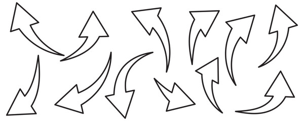 Arrows set black icons. Arrow icon. Arrow vector collection. Doddle arrow set, collection of arrows. Collection different arrows sign. Black vector arrows icons