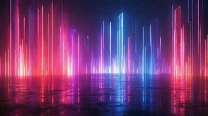 Abstract background with neon glowing light lines