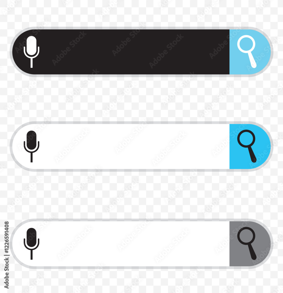 Poster search bar, search boxes with shadow on transparent background - stock vector. search box icon eleme