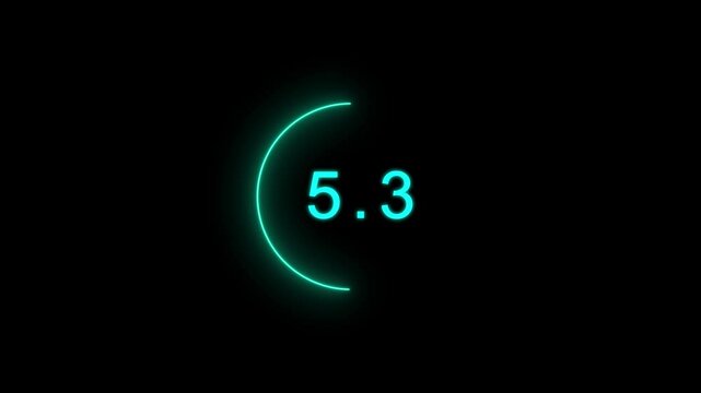 Glowing neon crescent shape with 5.3 text