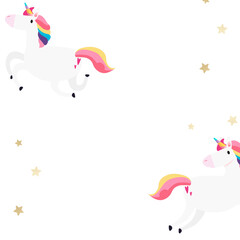 Colorful unicorn with golden stars pattern