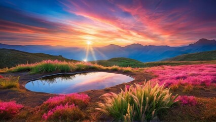 Fototapeta premium sunset in the mountains