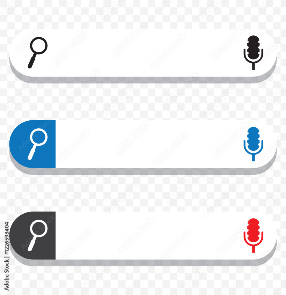 Poster search bar, search boxes with shadow on transparent background - stock vector. internet browser sear