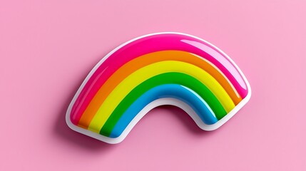 Pixelated Rainbow on Pink Background