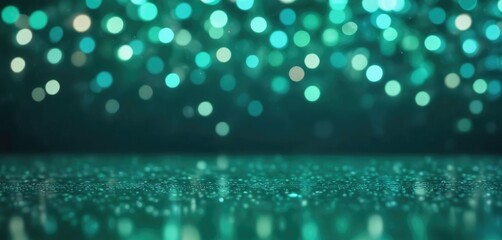 Fototapeta premium Glittery aqua turquoise and teal green bokeh background with a reflective metallic finish, aqua, turquoise