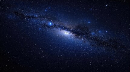 Fototapeta premium Glittering stars in a dark blue sky with Andromeda Galaxy, galaxies, cosmos, Andromeda Galaxy, space