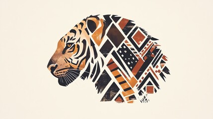 Artistic tiger portrait abstract design digital artwork creative studio close-up wildlife concept