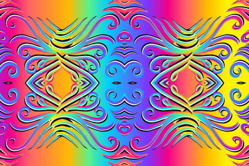  gradient flower and leaf art pattern of indonesian culture traditional tenun batik ethnic dayak ornament for wallpaper ads