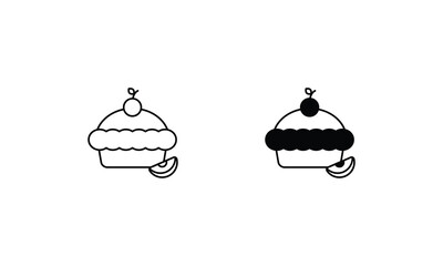 Pie Apple icon set line and glyph vector illustration