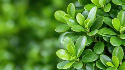 Fototapeta premium Lush green foliage, close-up view, nature background, ideal for eco-friendly designs