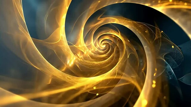 Mystical golden swirl: mesmerizing abstract vortex of light and energy