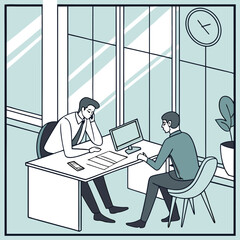 Two businessman talking in office time