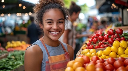 A colorful street market representing connection, filled with smiling faces and shared laughter, embodying community and togetherness 