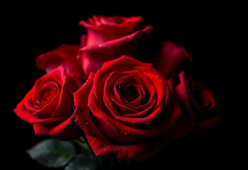 Deep Red Roses: A Dramatic Close-Up
