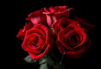 Dark Red Roses: A Dramatic Close-up Bouquet