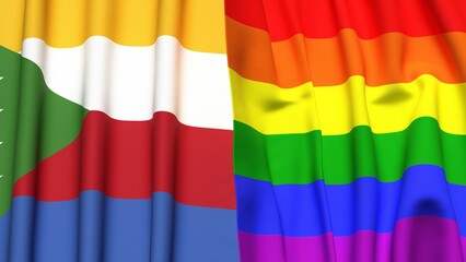 Pride in COMOROS:Combination of LGBTQ+ and COMOROS Flag Background