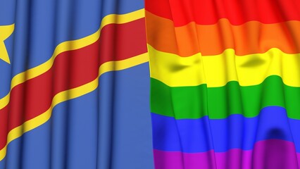 Pride in CONGO DEMOCRATIC REPUBLIC:Combination of LGBTQ+ and CONGO DEMOCRATIC REPUBLIC Flag Background