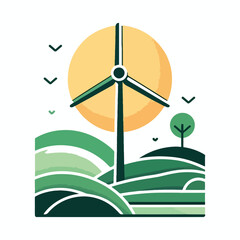 Obraz premium Wind turbine vector illustration 