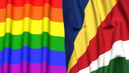 Pride in SEYCHELLES:Combination of LGBTQ+ and SEYCHELLES Flag Background