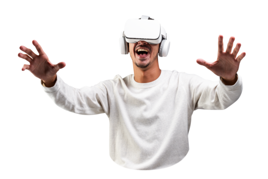 PNG man wearing VR headset, collage element, transparent background
