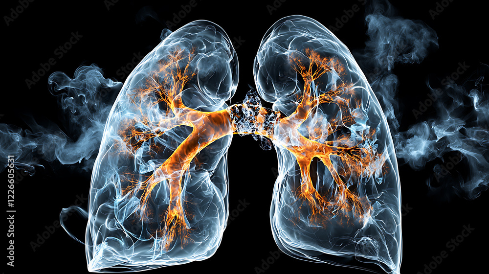 Poster exploring pulmonary function lungs visualization medical science 3d graphics health environment clos
