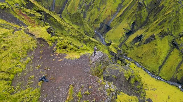 Icelandic Valley at Pakgil in Autumn - Drone 4K